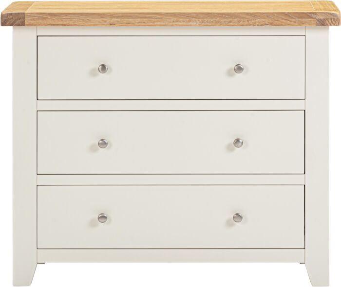Discover Windsor ivory and oak 3 drawer bedroom chest buy online UK
