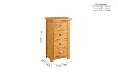 Discover Woburn narrow oak chest four drawers cup handles UK
