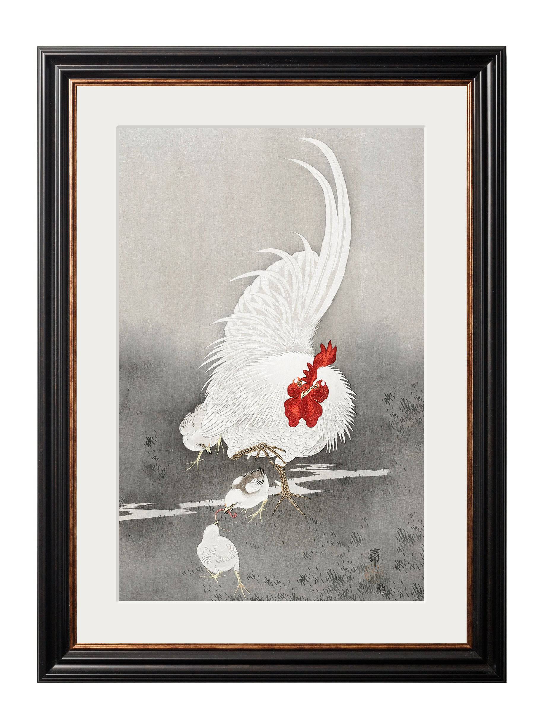 Discover c.1910 Roosters Ohara Koson set of two framed prints UK
