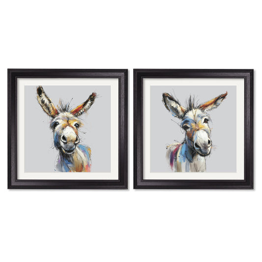 Donkey Jack & Jennet Cosy Sketch - Black Hurstwood Square Frame