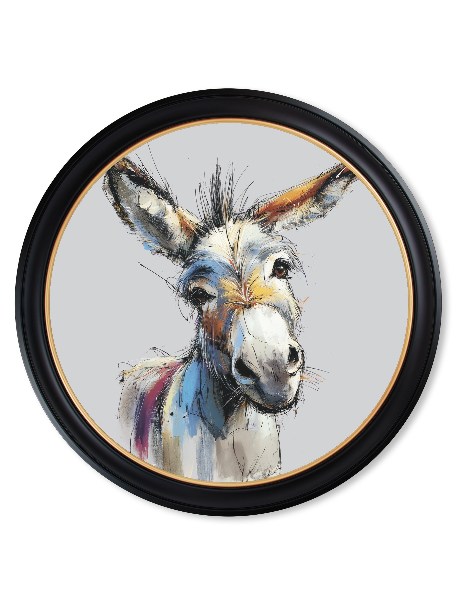 Donkey Jack & Jennet Cosy Sketch - Oxford Round Frame - Blythe Living