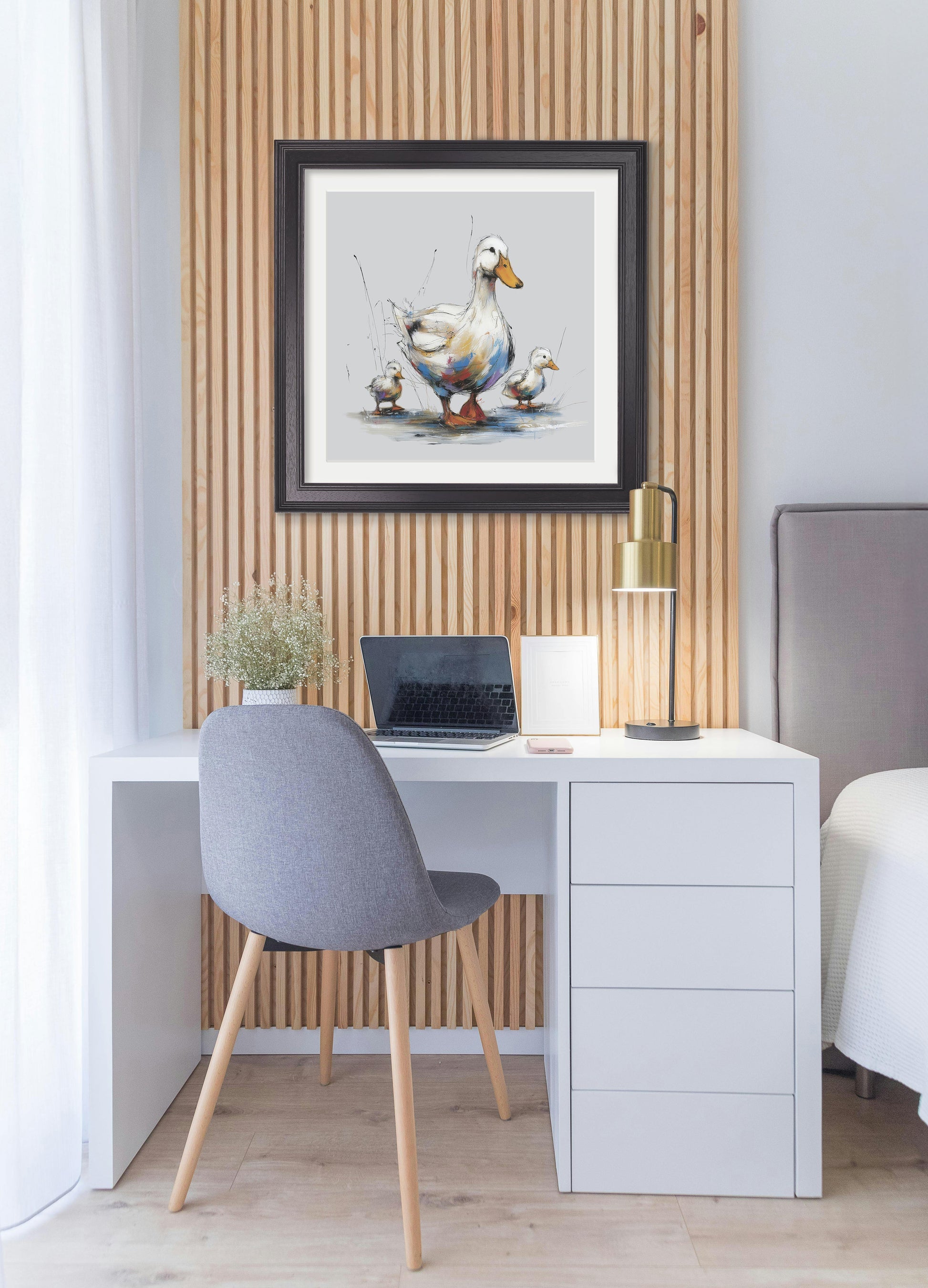 Family of Ducks Cosy Sketch - Black Hurstwood Square Frame - Blythe Living