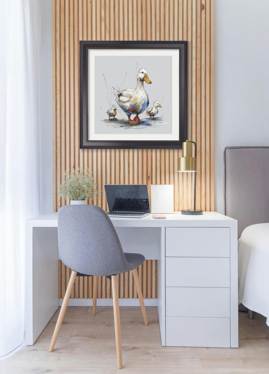 Family of Ducks Cosy Sketch - Black Hurstwood Square Frame - Blythe Living