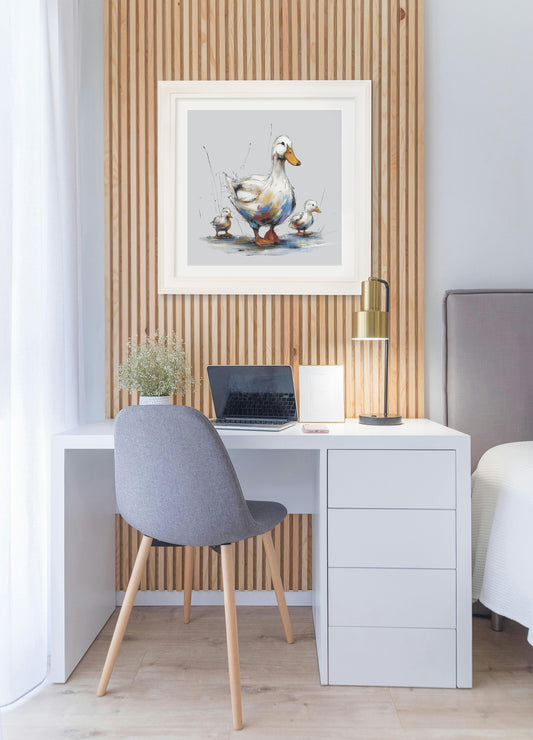 Family of Ducks Cosy Sketch - Cream Hurstwood Square Frame - Blythe Living