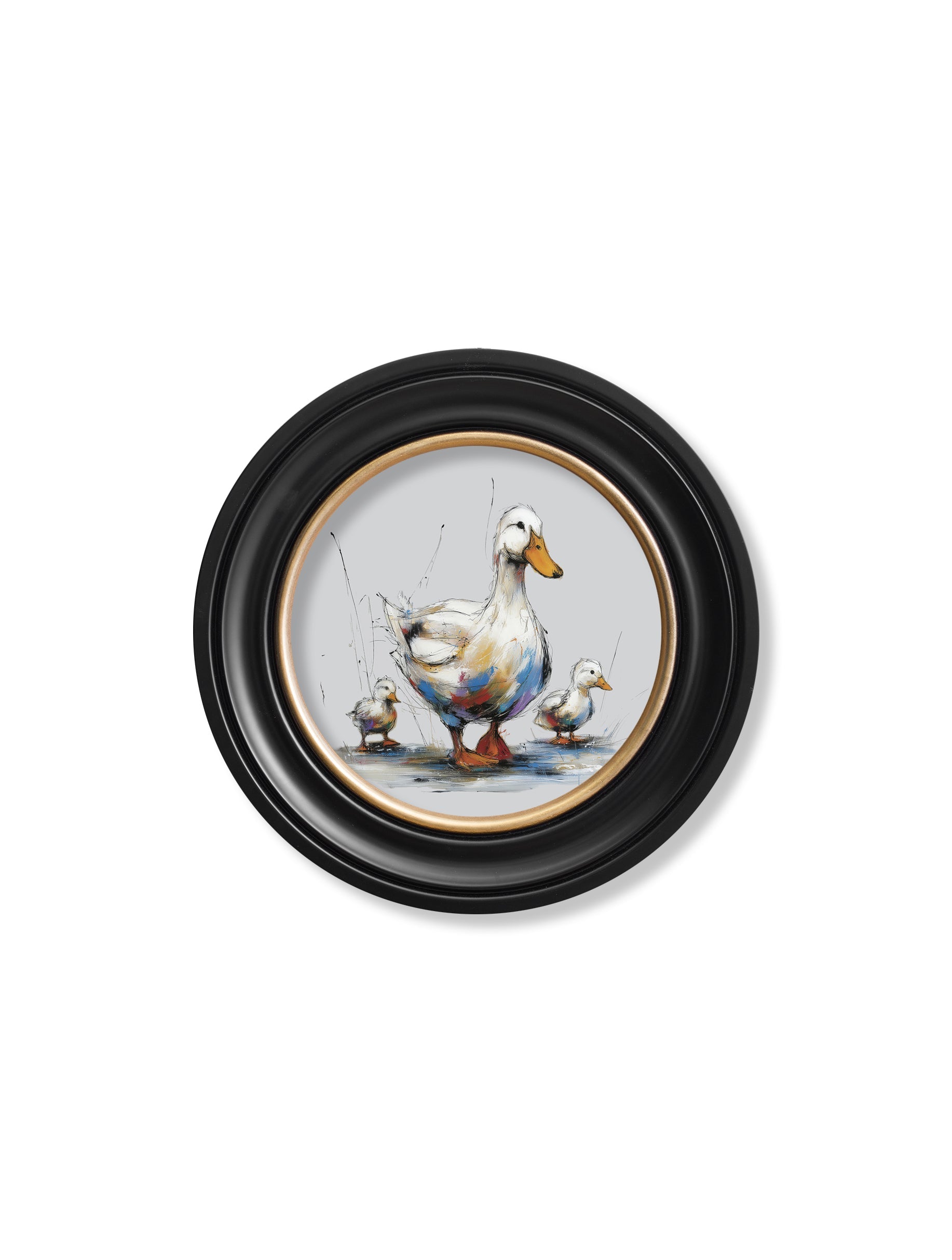 Family of Ducks Cosy Sketch - Oxford Round Frame - Blythe Living