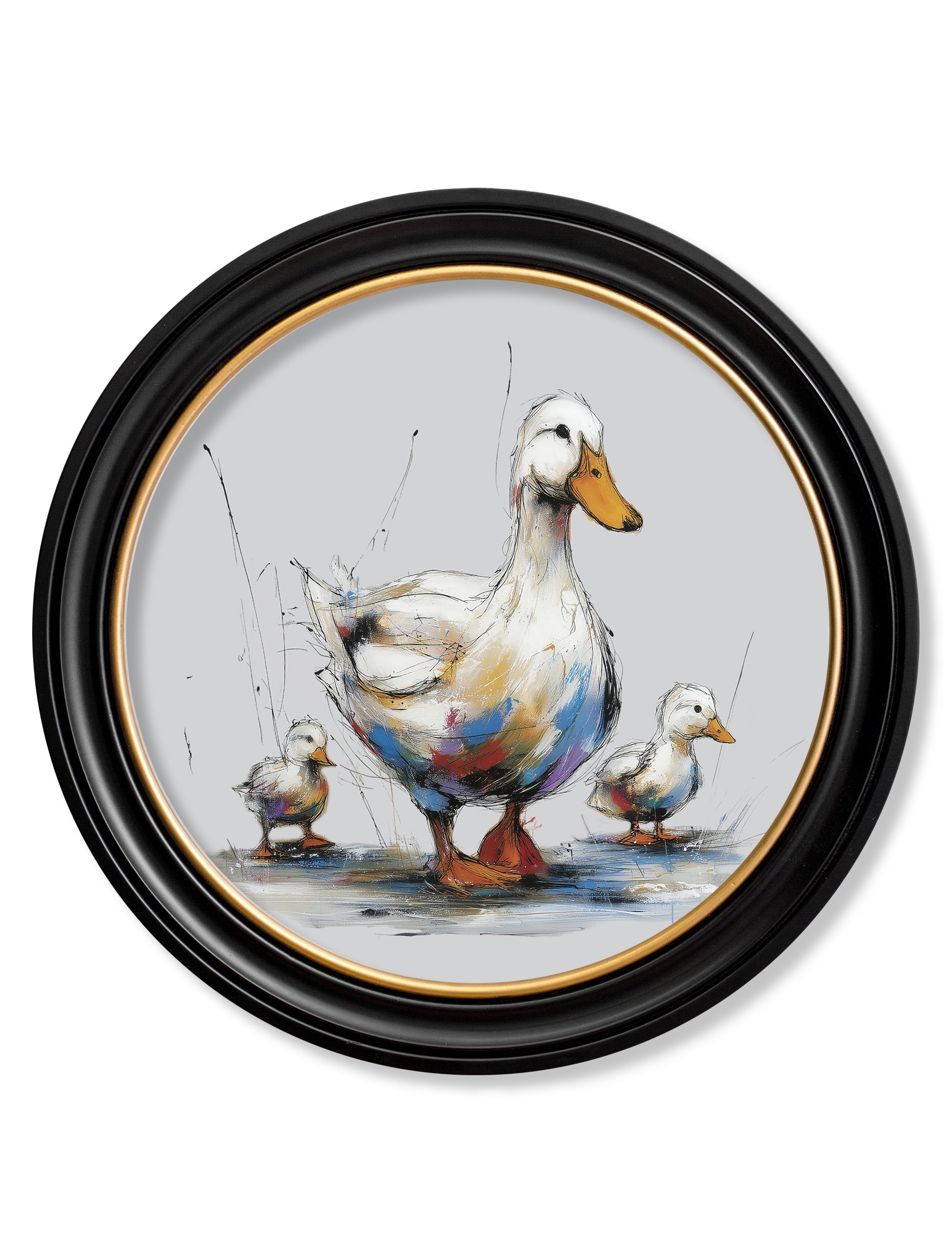 Family of Ducks Cosy Sketch - Oxford Round Frame - Blythe Living