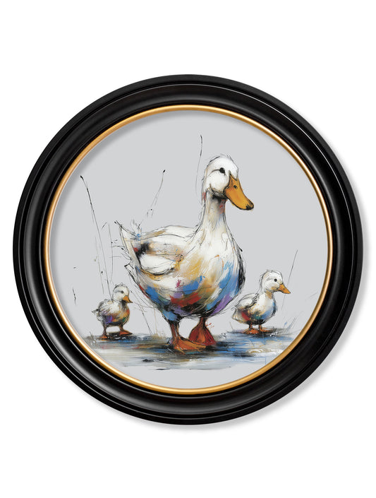 Family of Ducks Cosy Sketch - Oxford Round Frame - Blythe Living