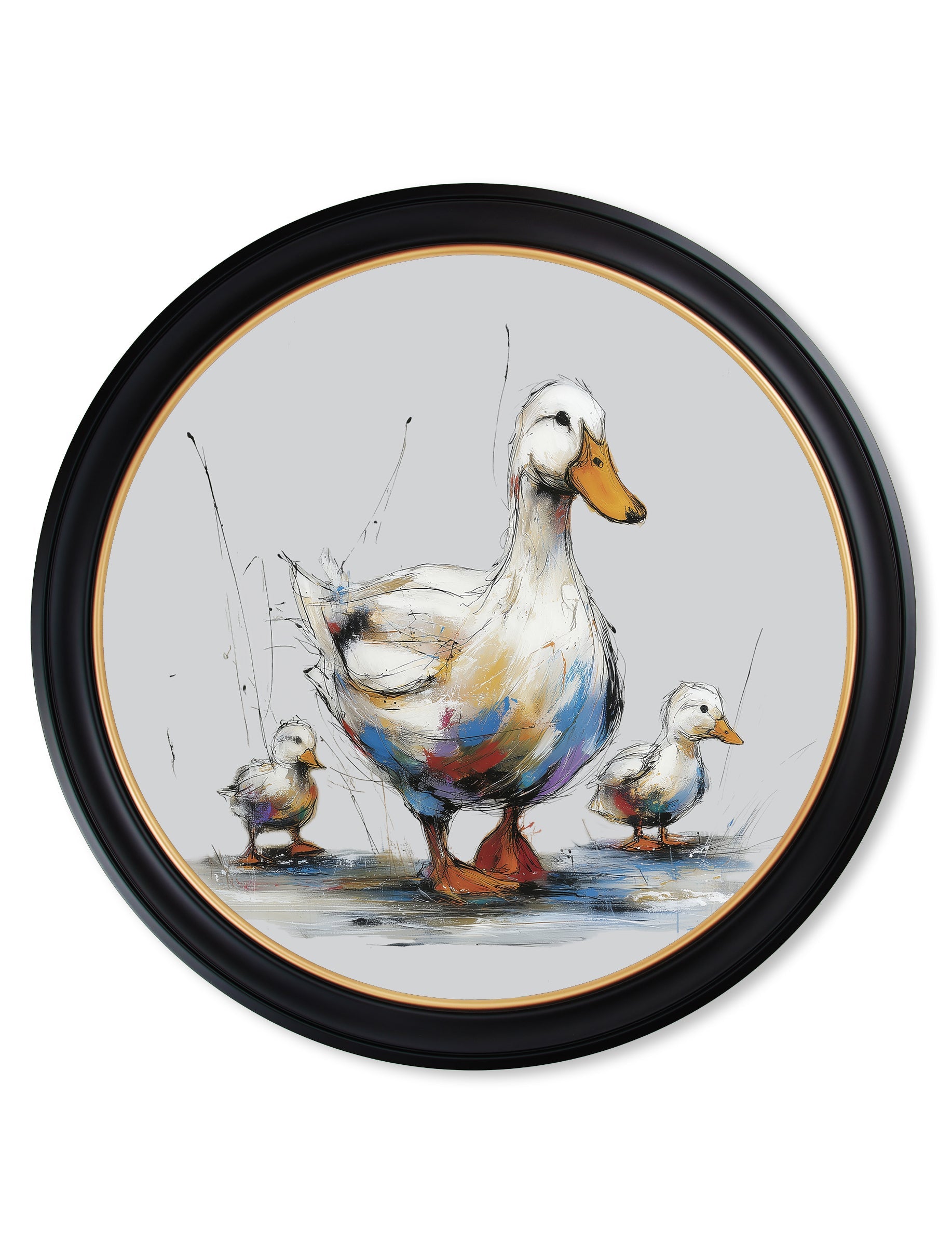 Family of Ducks Cosy Sketch - Oxford Round Frame - Blythe Living