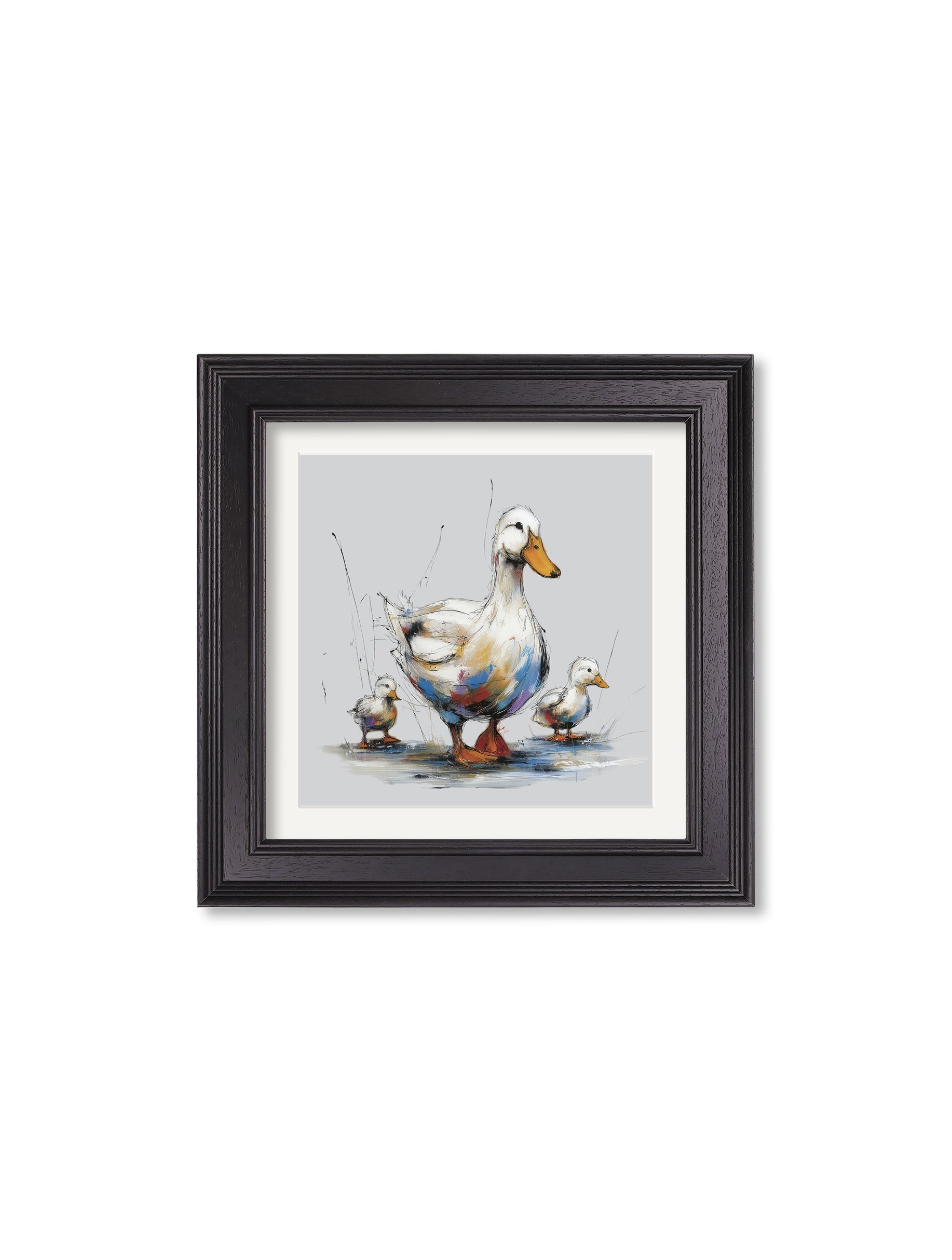 Family of Ducks Cosy Sketch - Black Hurstwood Square Frame - Blythe Living