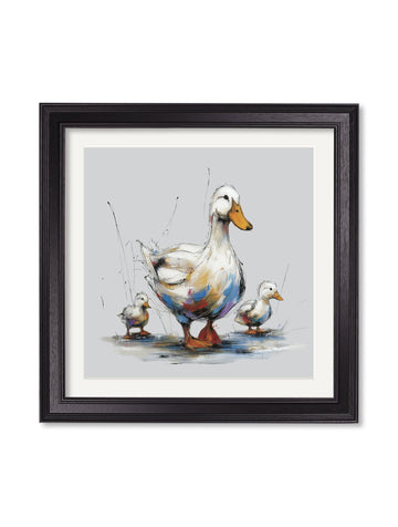 Family of Ducks Cosy Sketch - Black Hurstwood Square Frame - Blythe Living