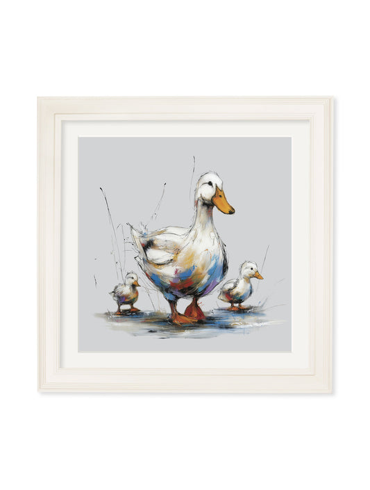 Family of Ducks Cosy Sketch - Cream Hurstwood Square Frame - Blythe Living