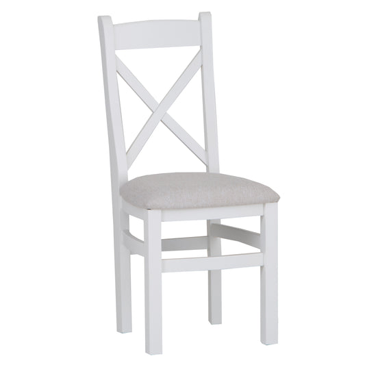 Nova Cross Back Chair with Fabric Seat White