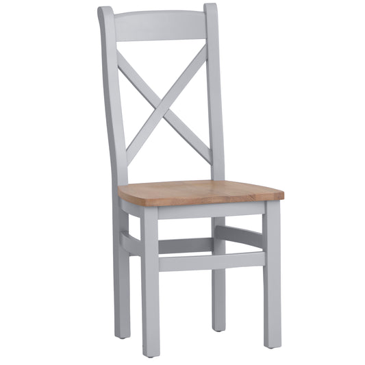 Nova Cross Back Chair with Wooden Seat Grey