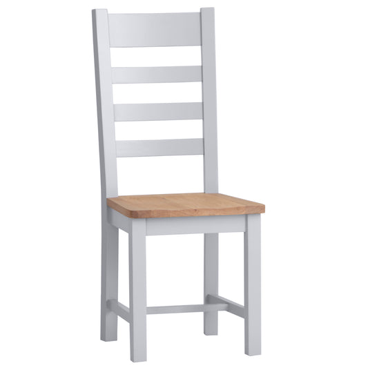 Nova Ladder Back Chair with Wooden Seat Grey