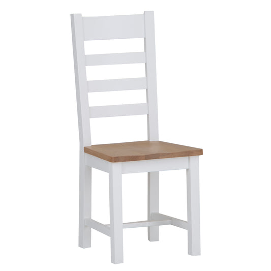 Nova Ladder Back Chair with Wooden Seat White