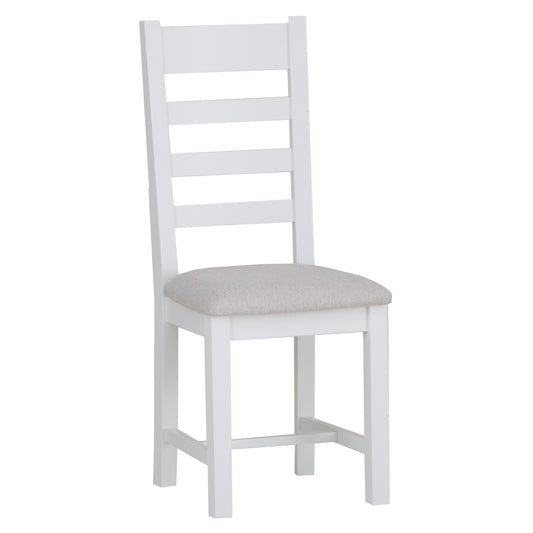 Nova Ladder Back Chair with Fabric Seat White