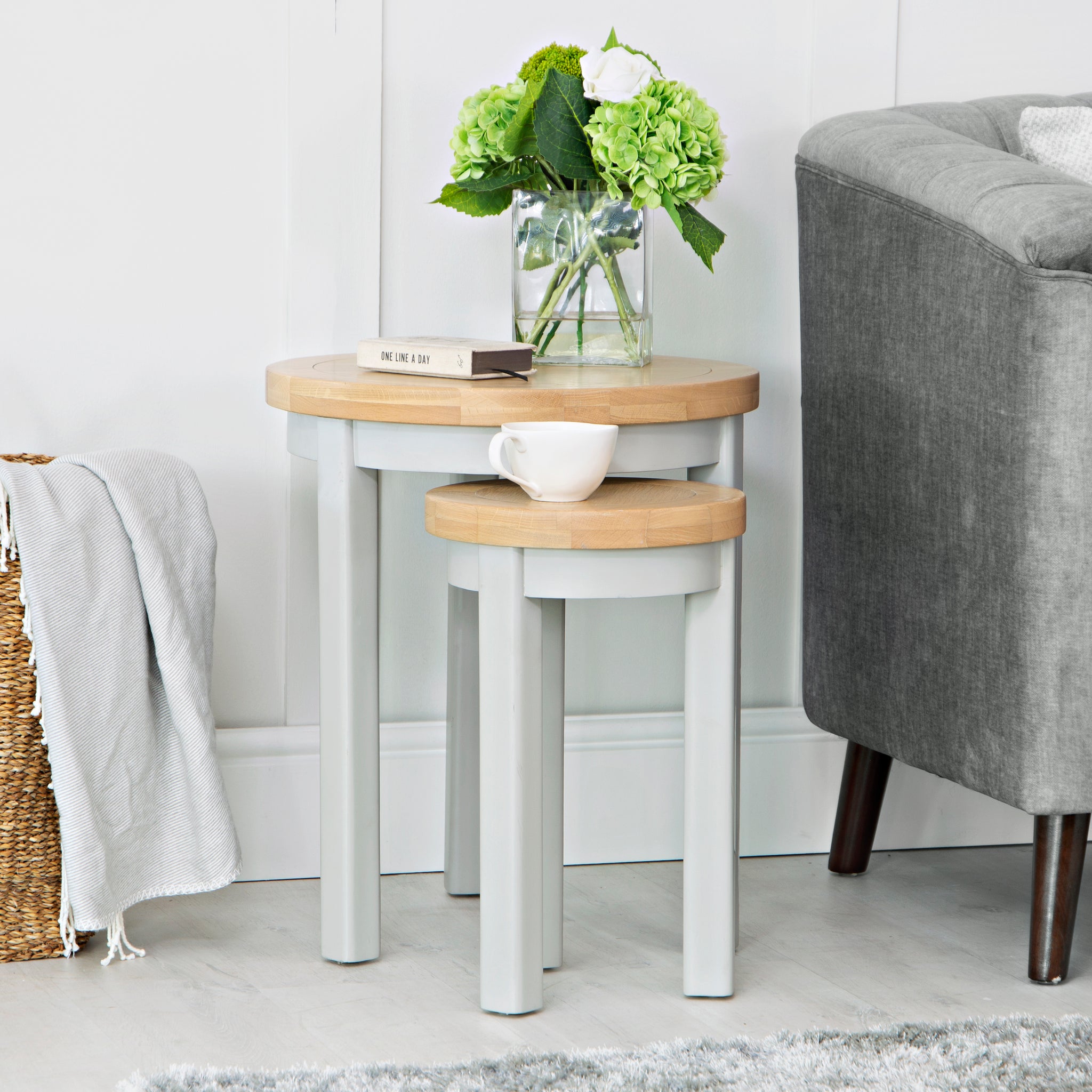 Nova Round Nest of 2 Tables - Grey