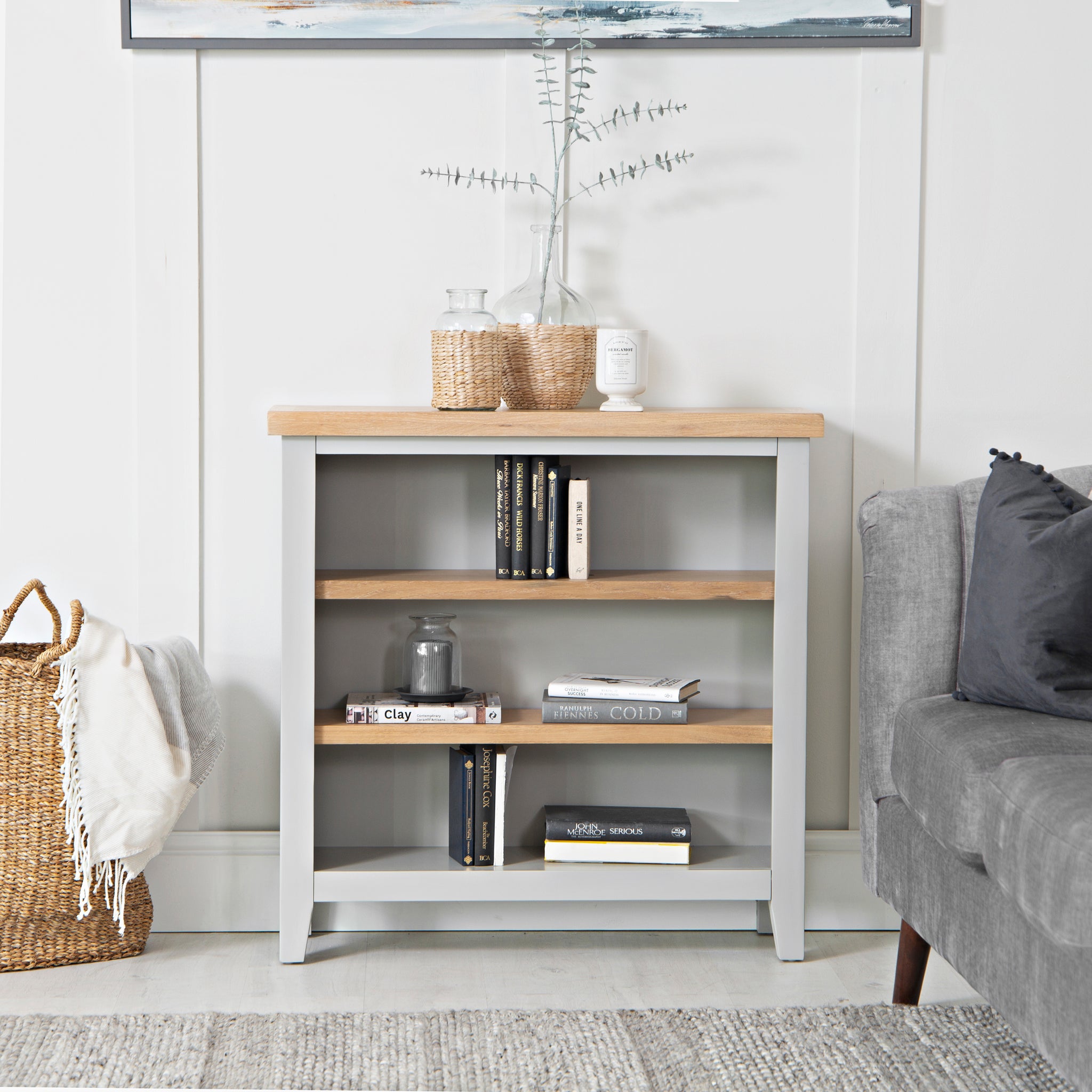 Nova Small Wide Bookcase Grey