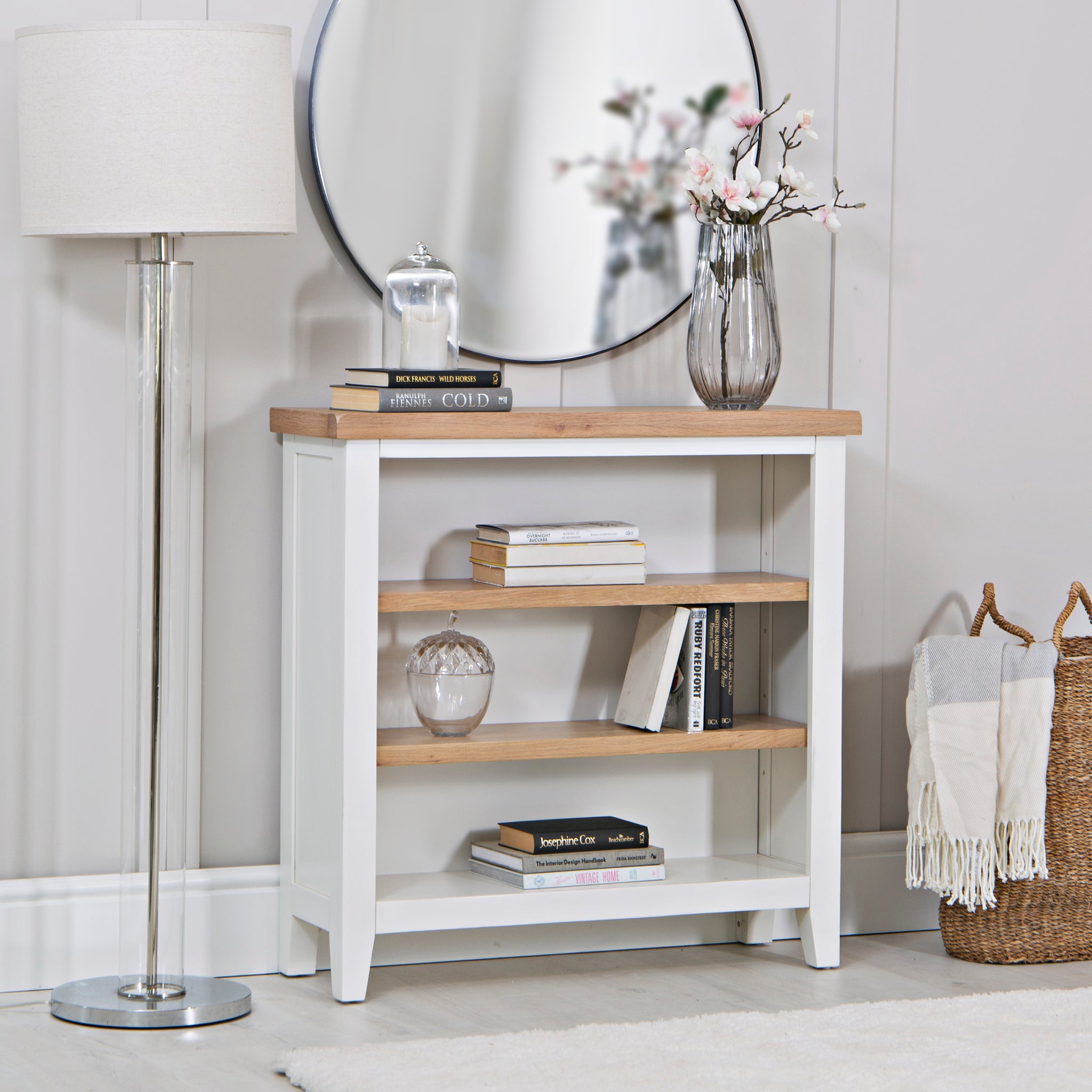 Nova Small Wide Bookcase White