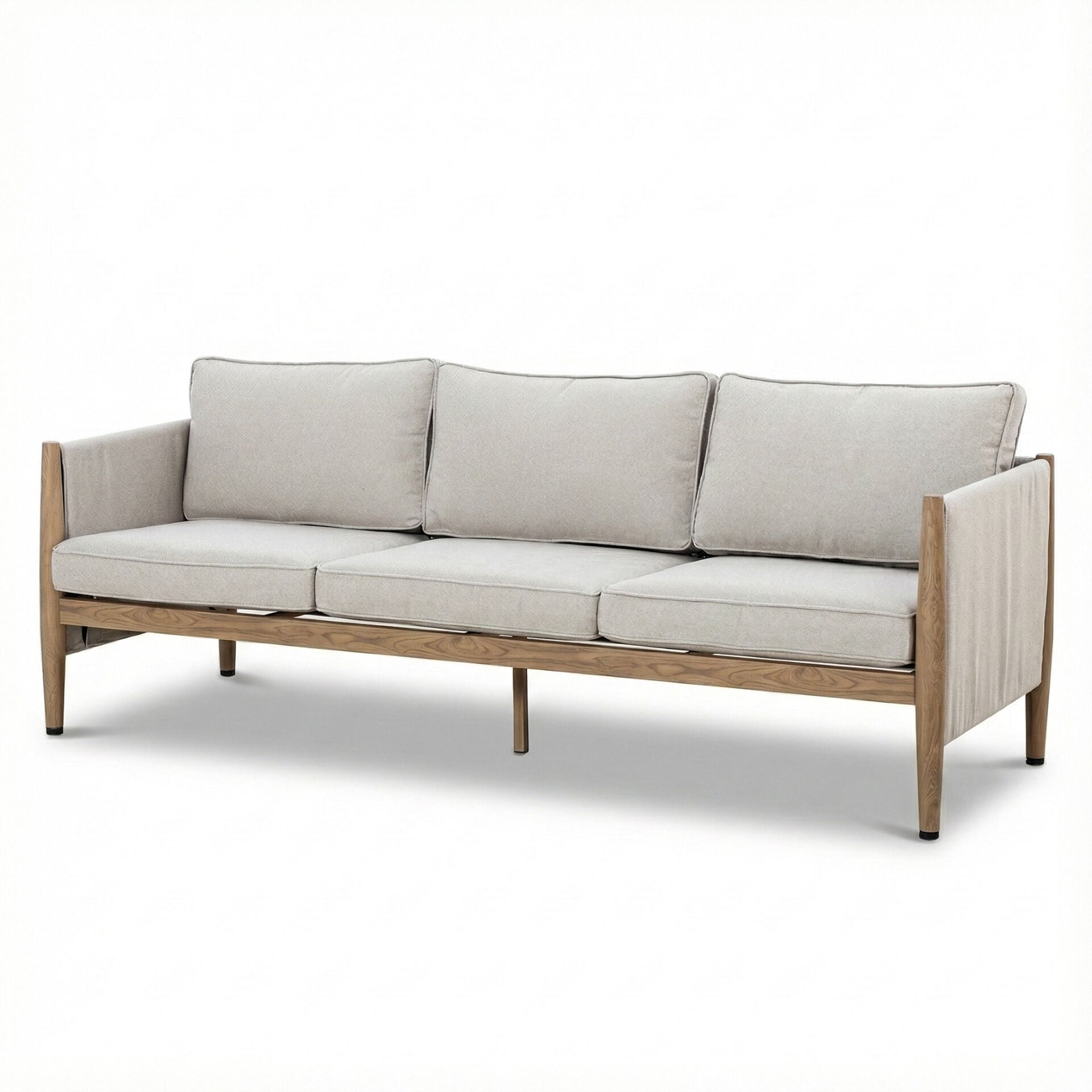 Elegant Burford 3 Seat Aluminium Sofa Dining Set with rising table, ideal to buy for contemporary garden dining