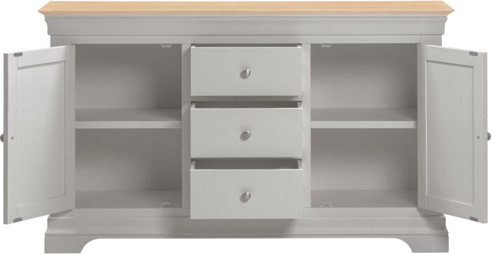 Explore Bordeaux dining room cabinet in a sophisticated grey finish