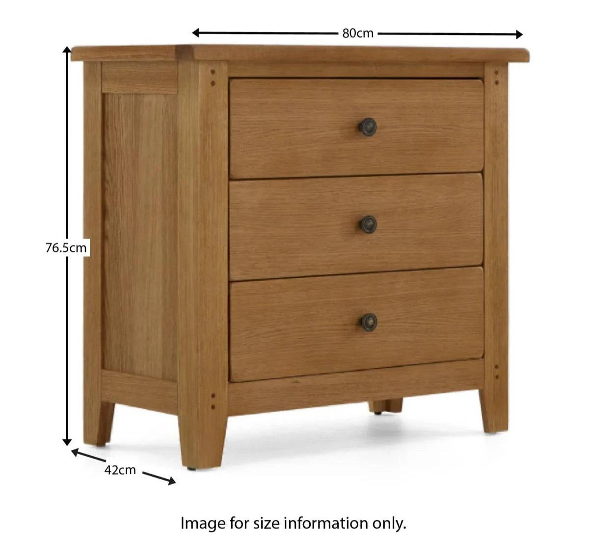 Explore Burford Oak 3 Drawer Chest with traditional button handles UK
