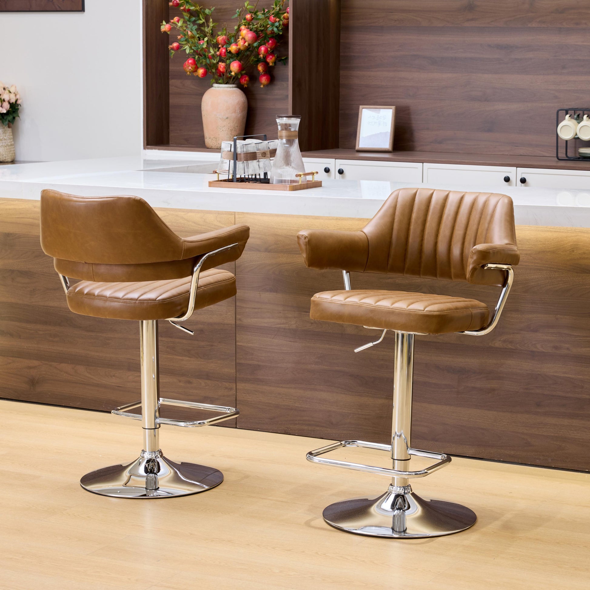 Explore Cortez Leather Effect Tan Bar Stool for modern kitchens