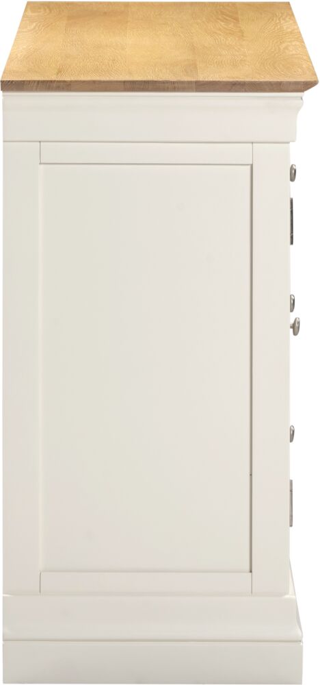 Explore Ivory/Oak storage cabinet with spacious cupboard compartments