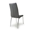 Explore Jenner Leather Effect Grey Chrome Dining Chair for modern dining rooms