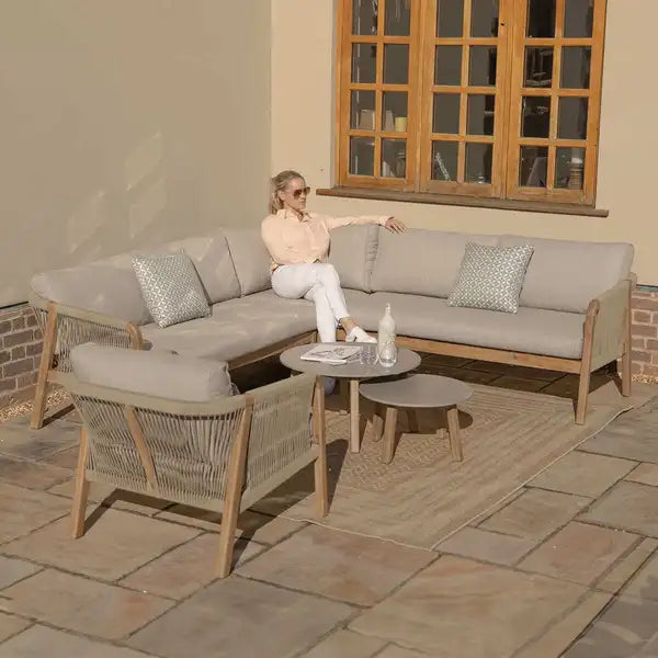 Explore Maze Martinique Corner Sofa Set waxed concrete table tops
