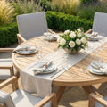Explore Maze New York Round Dining Set seats six with parasol hole

