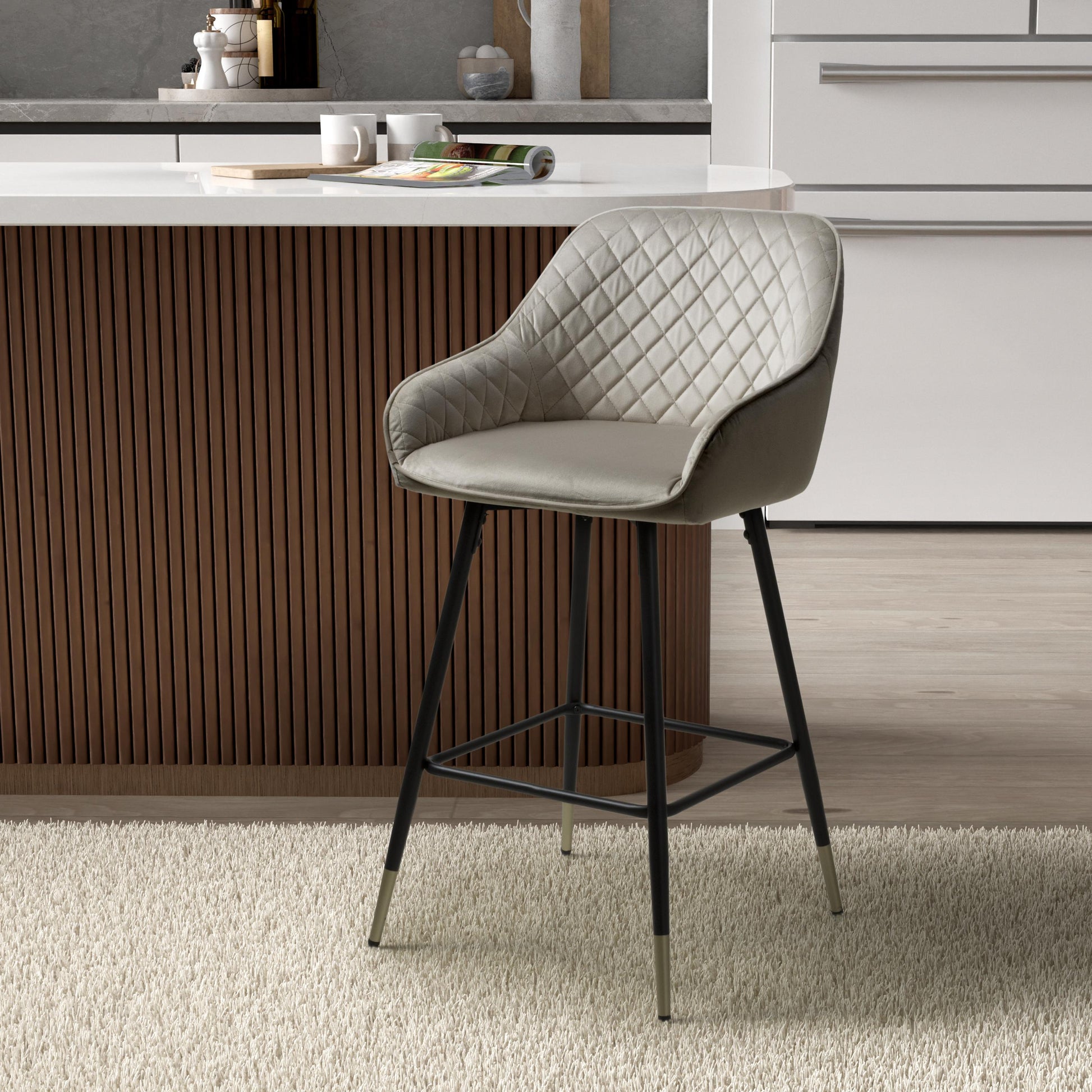 Explore Savanna Brushed Velvet Mink Bar Stool for modern kitchens