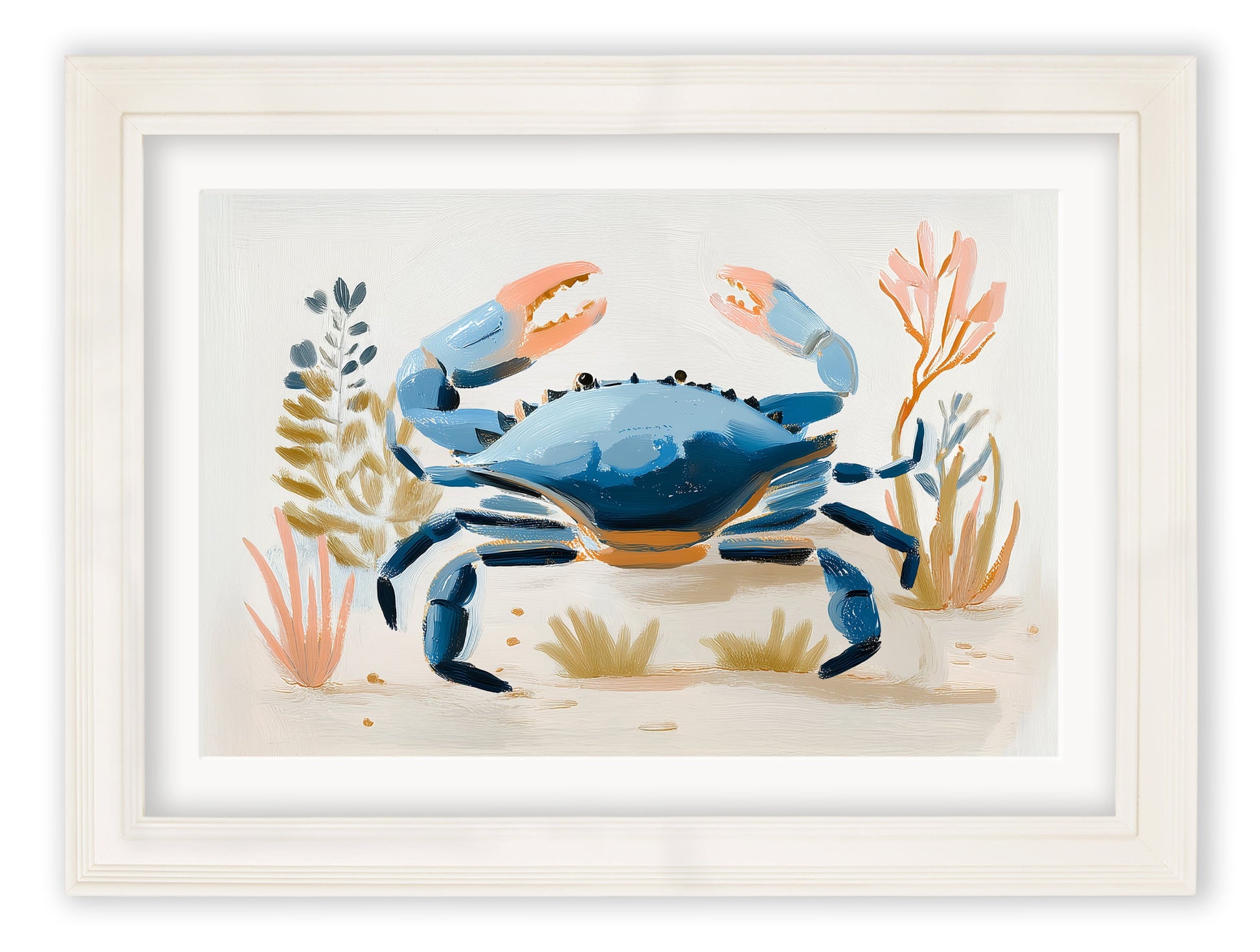 Explore Shoreline Lobster Crab cream framed print ready to hang UK
