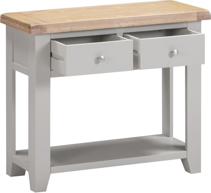 Explore Windsor Pebble Grey Oak 2 Drawer Console Table