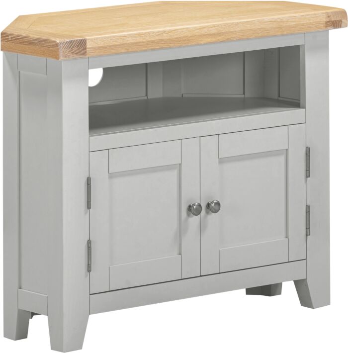 Explore Windsor Pebble Grey Oak Corner TV Unit