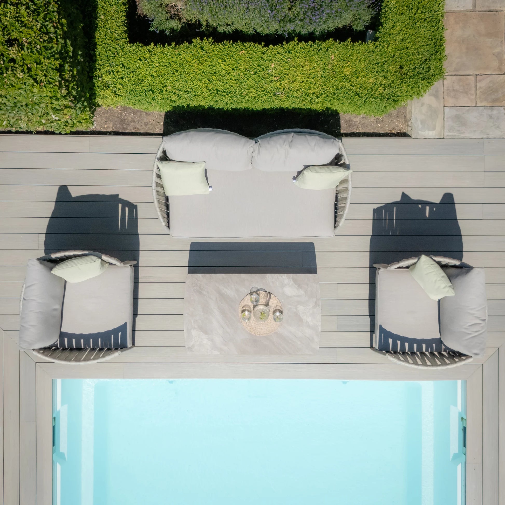 Explore premium rope weave lounge furniture with ceramic table