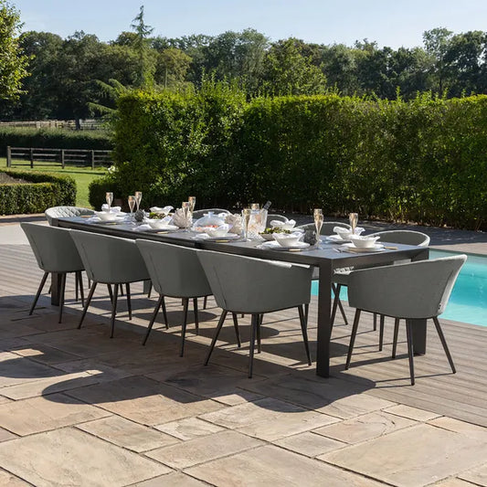 Maze - Outdoor Fabric Ambition 6-10 Seat Extending Dining Set - Zinc Grey - Blythe Living