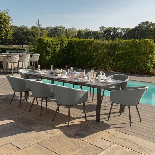 Maze - Outdoor Fabric Ambition 6-10 Seat Extending Dining Set - Zinc Grey - Blythe Living