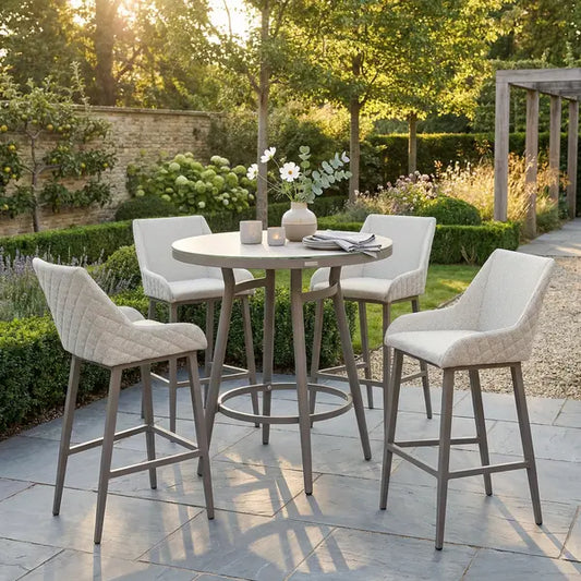 Maze - Outdoor Fabric Regal 4 Seat Round Bar Set - Latte