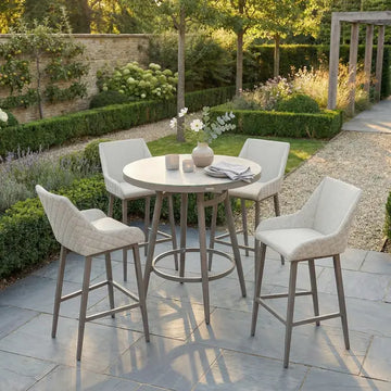 Maze - Outdoor Fabric Regal 4 Seat Round Bar Set - Latte
