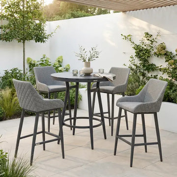 Maze - Outdoor Fabric Regal 4 Seat Round Bar Set - Zinc Grey - Blythe Living