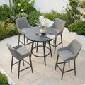 Maze - Outdoor Fabric Regal 4 Seat Round Bar Set - Zinc Grey - Blythe Living