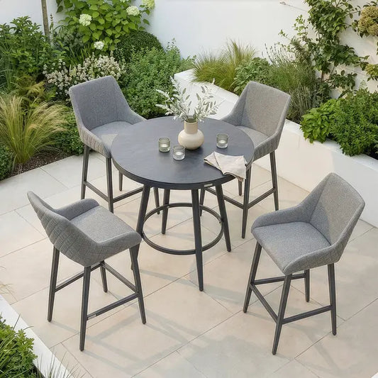 Maze - Outdoor Fabric Regal 4 Seat Round Bar Set - Zinc Grey