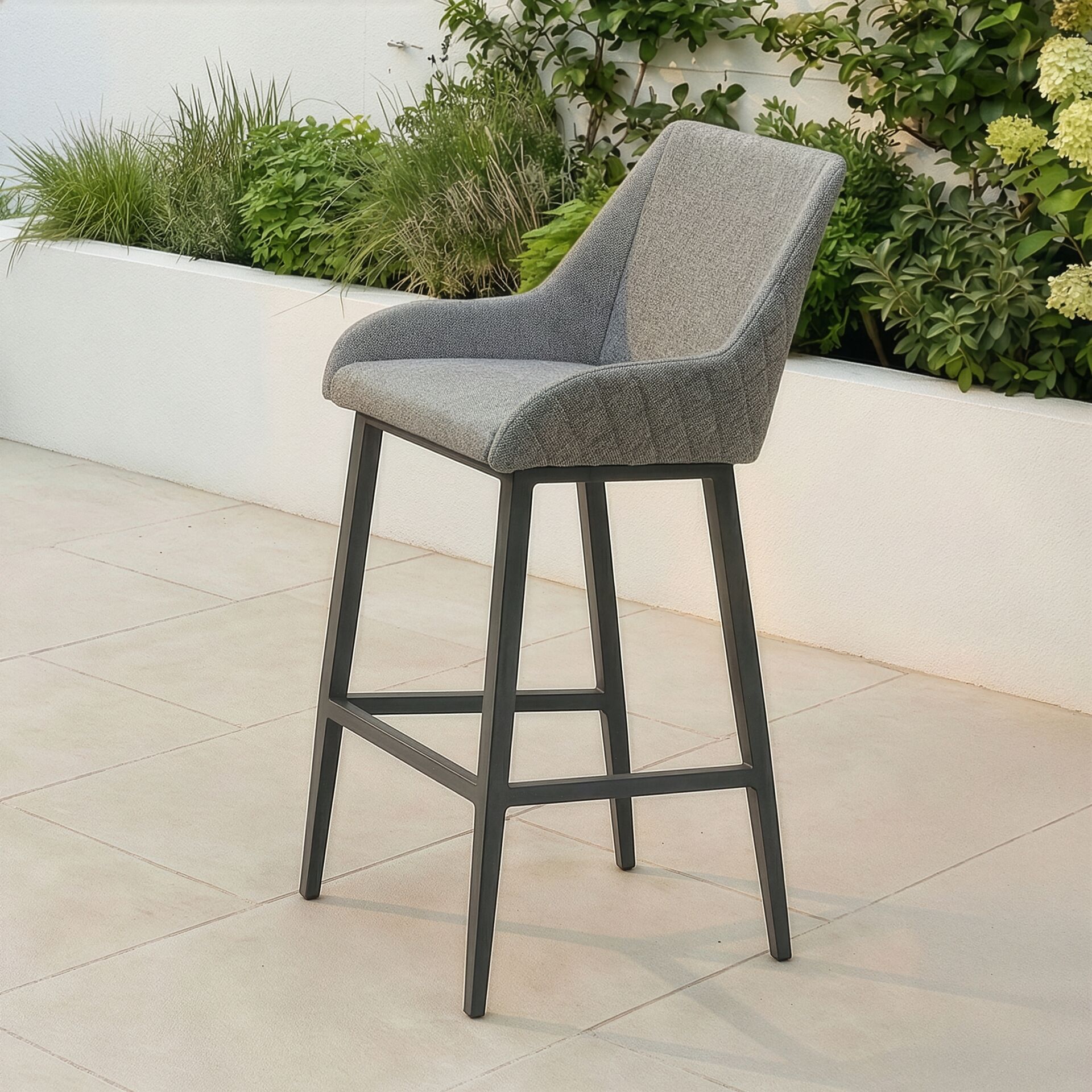 Maze - Outdoor Fabric Regal 4 Seat Round Bar Set - Zinc Grey - Blythe Living