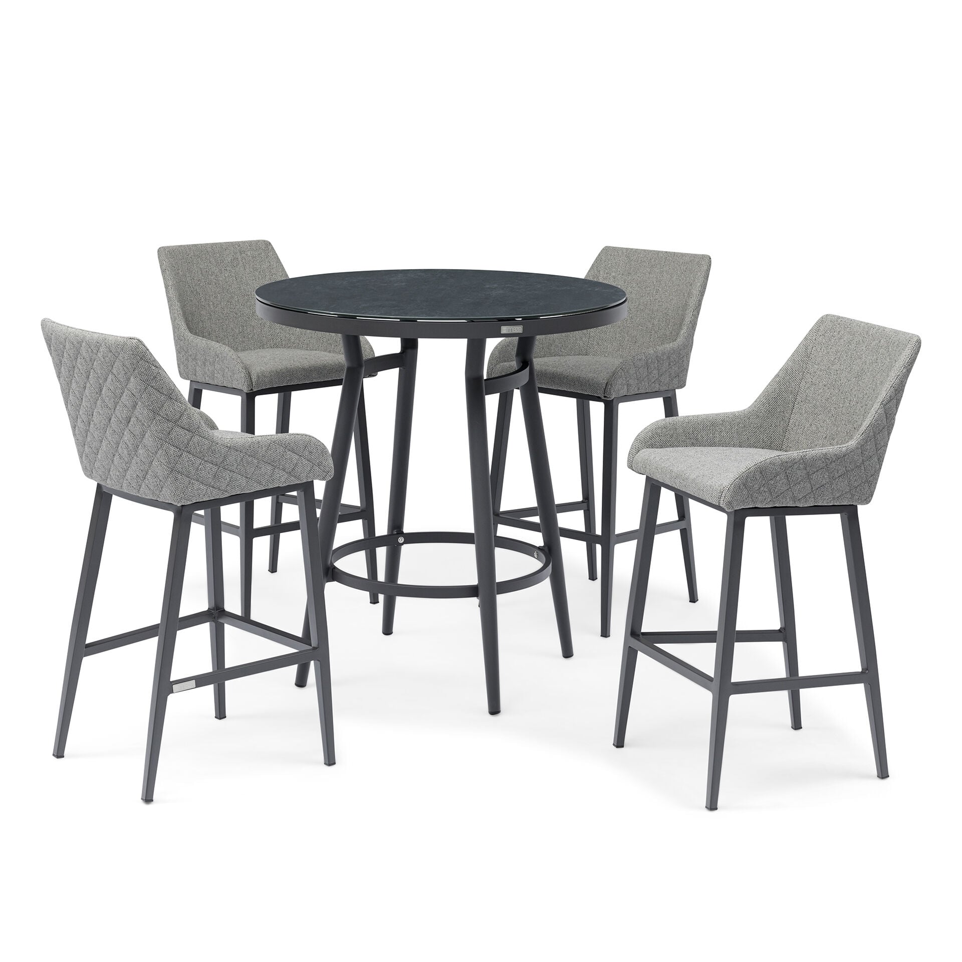 Maze - Outdoor Fabric Regal 4 Seat Round Bar Set - Zinc Grey - Blythe Living
