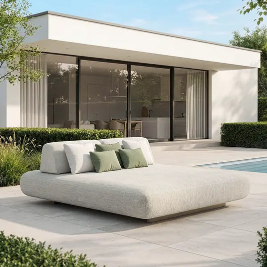 Maze - Outdoor Fabric Cannes Daybed - Pebble - Blythe Living