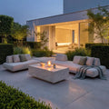 Maze - Outdoor Fabric Cannes Large Corner Sofa Set
with Rectangular Marble Effect Coffee Table - Pebble - Blythe Living