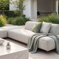 Maze - Outdoor Fabric Cannes Large Corner Sofa Set
with Rectangular Marble Effect Coffee Table - Pebble - Blythe Living