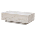 Maze - Outdoor Fabric Cannes Large Corner Sofa Set
with Rectangular Marble Effect Coffee Table - Pebble - Blythe Living