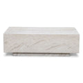 Maze - Outdoor Fabric Cannes Medium Corner Sofa Set
with Rectangular Marble Effect Coffee Table - Pebble - Blythe Living